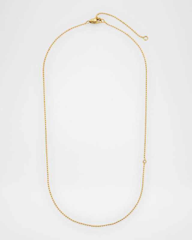 18K Yellow Gold Ball Chain Necklace with Champagne Diamond, 18"L